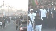 Bharat Jodo Yatra: Congress&rsquo;s Rally Resumes from Rajasthan&rsquo;s Suryamukhi Hanuman Mandir (Watch Video)