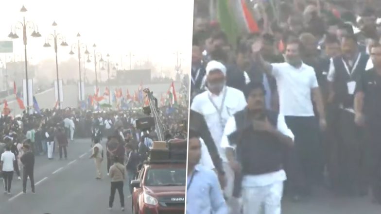 Bharat Jodo Yatra: Congress’s Rally Resumes from Rajasthan’s Suryamukhi Hanuman Mandir (Watch Video)