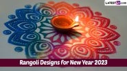 Latest New Year 2023 Rangoli Ideas & Muggulu Patterns: Simple &lsquo;Happy New Year&rsquo; Rangoli Designs and Kolam With Dots To Celebrate the First Day of New Year (Watch DIY Videos)