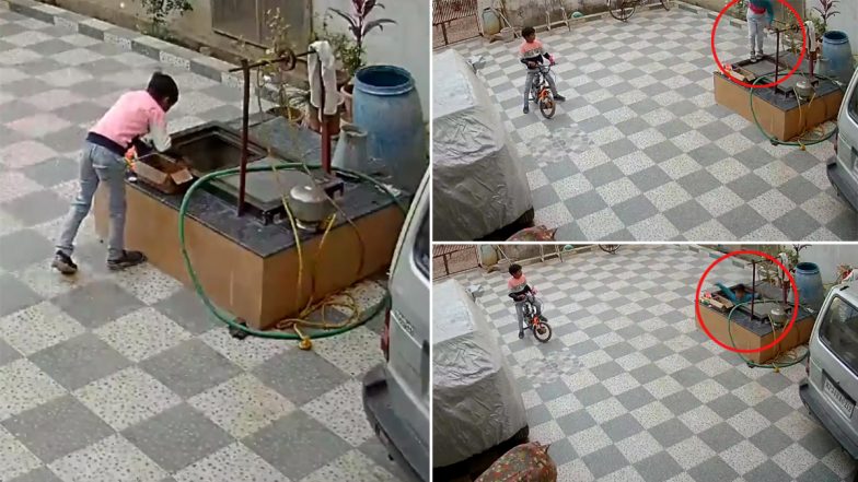 Madhya Pradesh Shocker: Boy Falls Into Water Storage Tank While Playing in Courtyard in Damoh (Watch Video)