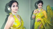 Hina Khan Poses in Deep Neck Halter Blouse Paired With Traditional Nine-Yards for Her Manager&rsquo;s Wedding, Looks Nothing Less Than a Dream! (View Pics)