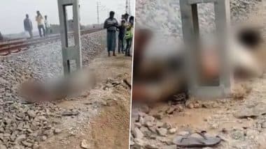 Uttar Pradesh: Youth Climbs High-Tension Electric Pole Near Railway Tracks to Make Video in Prayagraj, Gets Electrocuted (Disturbing Video)