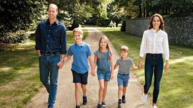 Royal Family Christmas Card 2022: Prince and Princess of Wales and Their Kids George, Charlotte and Louis Pose For Xmas Postcard (View Pic)