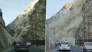 Caught on Camera: Landslide in Himachal Pradesh's Kinnaur Shuts National Highway 5, No Major Accident Reported (Video)