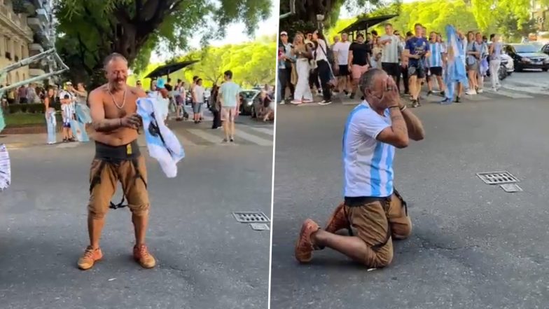 Homeless Man Gets Argentina Jersey from Stranger Amid Celebrations of the Nation’s Victory in FIFA World Cup 2022; Watch the Heartwarming Video