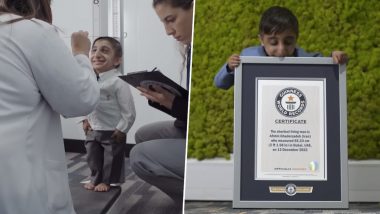 World’s Shortest Man Living Guinness World Record Set by Afshin Esmaeil Ghaderzadeh From Iran Who Measures 65.24 Cm; Watch Video