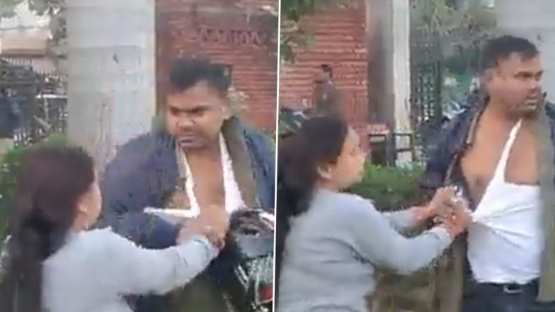 Viral Video: Woman Thrashes, Abuses Husband, Tears His Clothes in Public Over Suspicion of Extra-Marital Affair in Kanpur