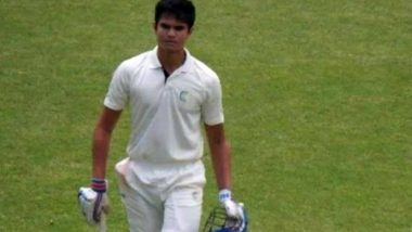 Arjun Tendulkar Scores Century on His Ranji Trophy Debut, Emulates Father Sachin Tendulkar on First-Class Debut; Achieves Feat During Goa vs Rajasthan