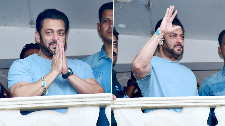 Salman Khan Waves to Fans Outside His Mumbai Residence As They Gather for His Birthday; Thanks Them for Their Love and Wishes (View Pic)