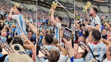 Lionel Messi Lifted on Shoulders by Argentina Teammates After Winning FIFA World Cup 2022 (Watch Video)