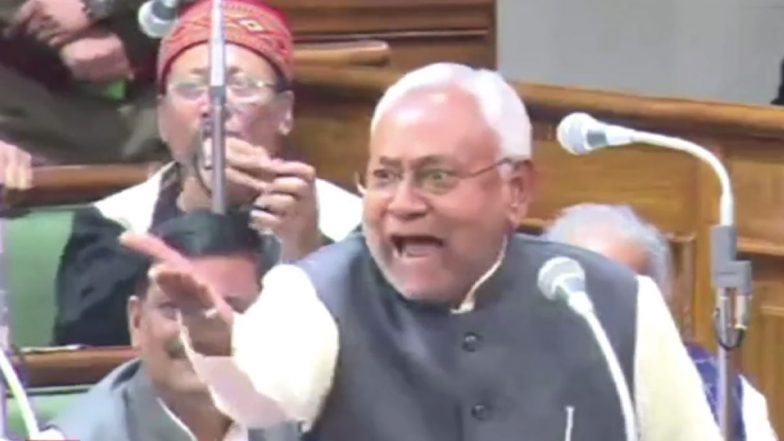 Nitish Kumar Loses Temper in Bihar Assembly After Vijay Sinha Questions State Government’s Liquor Ban in Wake of Deaths in Chapra (Watch Video)