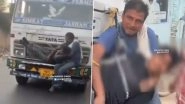 Punjab: Man Accused of Stealing Wheat Bags Tied to Moving Truck&rsquo;s Bonnet in Muktsar; Video Goes Viral