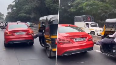 Viral Video: Mercedes Gets Stuck on Road, Auto-Rickshaw Driver Pushes It With His Leg