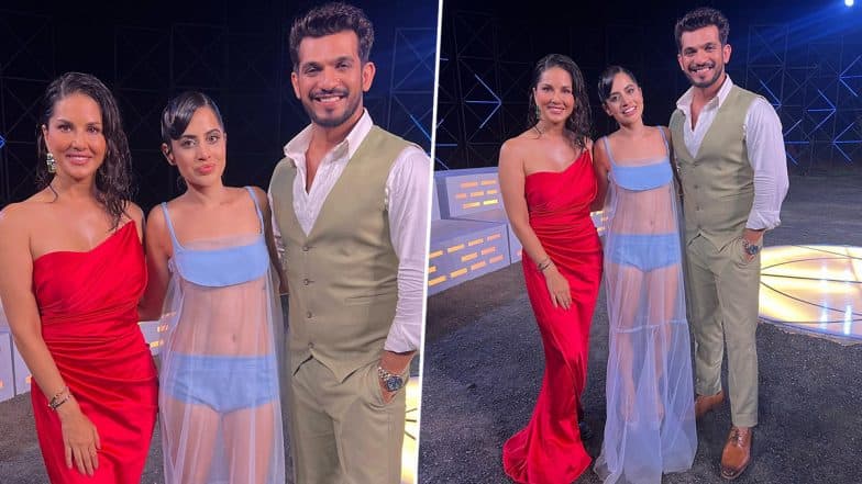 MTV Splitsvilla 14: Uorfi Javed Poses With Hosts Arjun Bijlani and Sunny Leone; Claims ‘Not Done Having Mischief Yet’