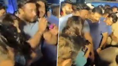 Kannada Actor Darshan Thoogudeepa Gets Slipper Thrown at Him by Unidentified Person During Kranti Movie Promo (Watch Video)