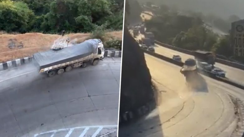 Video: Truck Runs Down Slope After Brake Failure At Khandala Ghat, Incident Caught on Camera