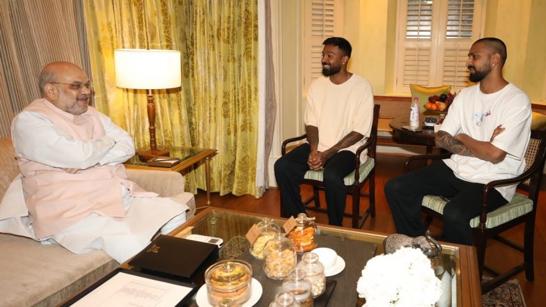 Pandya Brothers, Hardik and Krunal, Meet Home Minister Amit Shah at his residence (See Pics)