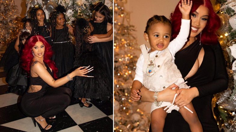 Cardi B enjoys Christmas with her family and new puppy