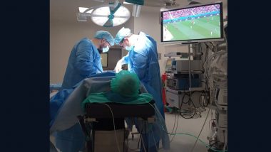 Crazy Football Fan Watches FIFA World Cup 2022 During His Surgery on TV Set Installed in Operation Theatre! Jaw-Dropping Picture Goes Viral