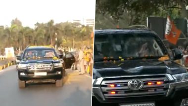 Video: People Shower Flower Petals on PM Narendra Modi’s Car As He Holds Roadshow in Tripura’s Agartala