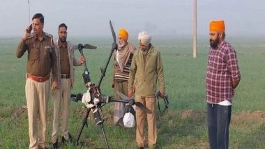 India News | Hexacopter Drone with 5 Kg Heroin Found Near India-Pakistan Border in Punjab's Tarn Taran