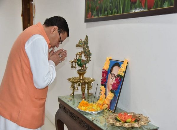 India News | Uttarakhand CM Pushkar Singh Dhami Pays Tribute to Dr BR Ambedkar
