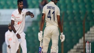 Sports News | India Vs Bangladesh: Shreyas Iyer Gets Lifeline as Bails Fail to Dislodge from Stumps