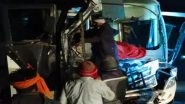 India News | UP: Tourist Bus Collides with Truck on National Highway Near Varanasi; 13 Including Bus Driver, Conductor Injured