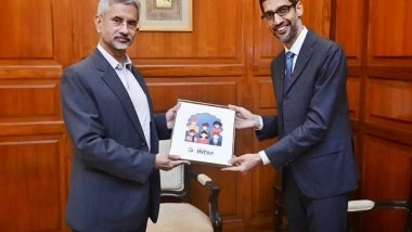 World News | Jaishankar Meets Google CEO Sundar Pichai, Discusses India's Digital Transformation
