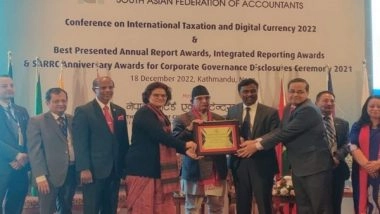 Business News | RailTel Bags South Asian Federation of Accountants (SAFA) Award for Its Annual Report