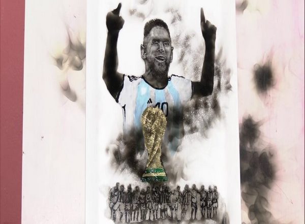 India News | Cuttack: Artist Makes Smoke Portrait of Lionel Messi with World Cup