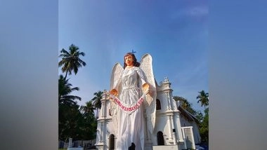 India News | 65-feet Angel Placed at Kochi Church Giving Message of Peace as Part of Christmas Celebrations