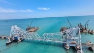 Tamil Nadu: Southern Railway Stops Plying of Trains on Pamban Bridge Due to High-Speed Winds