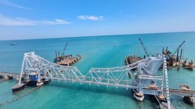 Tamil Nadu: Southern Railway Stops Plying of Trains on Pamban Bridge Due to High-Speed Winds