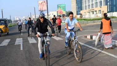 India News | East Coast Railway Organises Cyclothon in Visakhapatnam to Create Awareness on Fitness, Green Initiatives