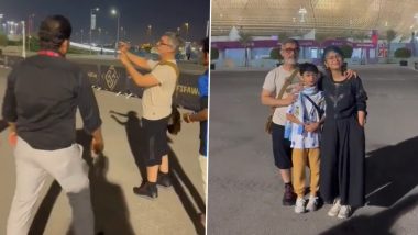 FIFA World Cup 2022: Aamir Khan Poses With Ex-wife Kiran Rao and Son Azad Outside Stadium in Qatar (Watch Viral Video)