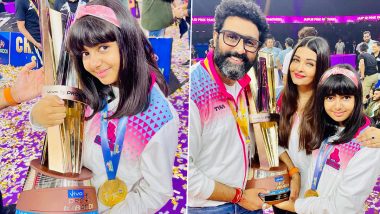 Abhishek Bachchan, Aishwarya Rai Bachchan, Aaradhya Rejoice As Jaipur Pink Panthers Wins Pro Kabaddi 2022; Actress Says ‘So Proud of Our Team’ (View Pics)