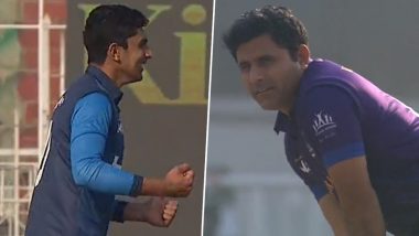 Son Dismisses Father! Ali Razzaq Accounts for Abdul Razzaq During Mega Stars League 2022 T10 Cricket Match (Watch Video)