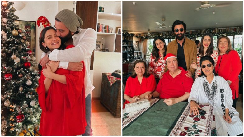 Alia Bhatt Can’t Stop Blushing As Ranbir Kapoor Kisses Her in Christmas Special Click; Actress Celebrates Xmas With ‘The Best People’ (View Pics) | ???? LatestLY