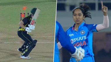 Watch Anjali Sarvani Bowl Beth Mooney for Just Two Runs During IND-W vs AUS-W 5th T20I 2022