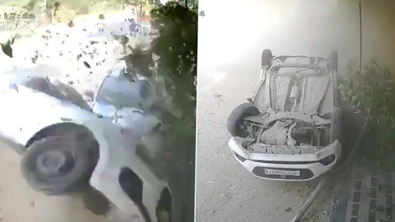 Video: Girl's Narrow Escape After Speeding Vehicle Rams Into Car Caught on CCTV Camera in Rajasthan