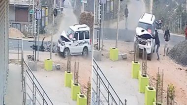 Video: Speeding Scorpio Car Hits Men on Bike, Tosses Them in Air in Jamui, One Killed; Terrifying Accident Caught on CCTV