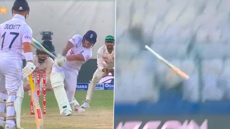 'Catch The Bat First', Ben Stokes' Bat Flies After Slipping From Hand During the PAK vs ENG 3rd Test 2022 Day 3 (Watch Video)