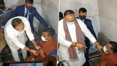 Uttar Pradesh: Deputy CM Brajesh Pathak Gives His Vest-Jacket to Patient Shivering in Cold During COVID-19 Mock Drill, Video Goes Viral