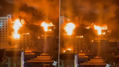 Cambodia Fire: Massive Blaze Erupts in Grand Diamond City Casino Hotel in Poipet Town; 10 Killed, 30 Others Injured (Watch Video)