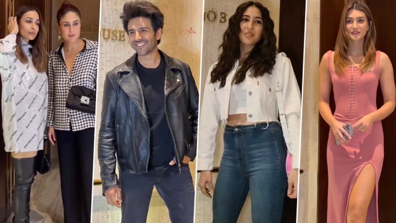 Kareena Kapoor Khan, Kartik Aaryan, Sara Ali Khan and Other Celebs Attend Manish Malhotra's Birthday Bash in Style (Watch Videos)