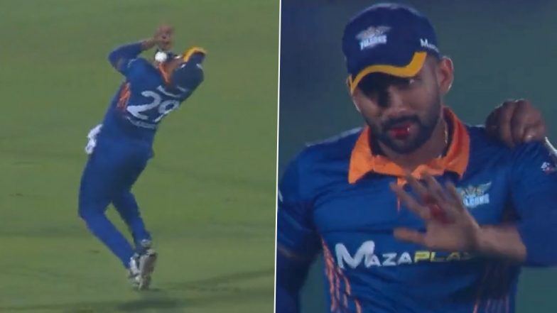 Chamika Karunaratne Lost Several Front Teeth While Taking a Catch During LPL T20 2022 Match (Watch Video)