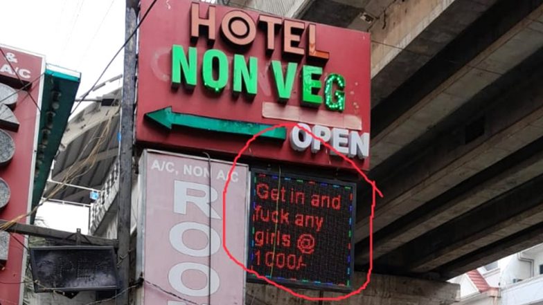 'Get In and F*** Any Girls at 1000' Message Appears on Digital Board Outside a Restaurant in Chennai, Picture and Video Goes Viral