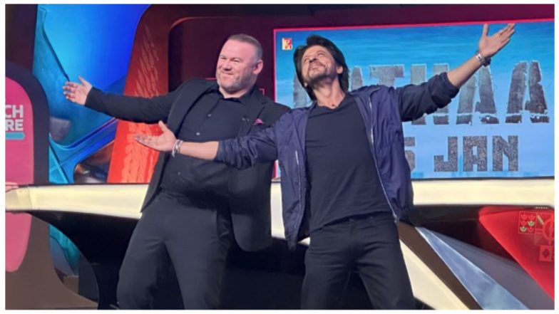 Shah Rukh Khan Makes Wayne Rooney Do The Famous SRK Pose During Pathaan Special Telecast at FIFA World Cup 2022 Final (Watch Video)