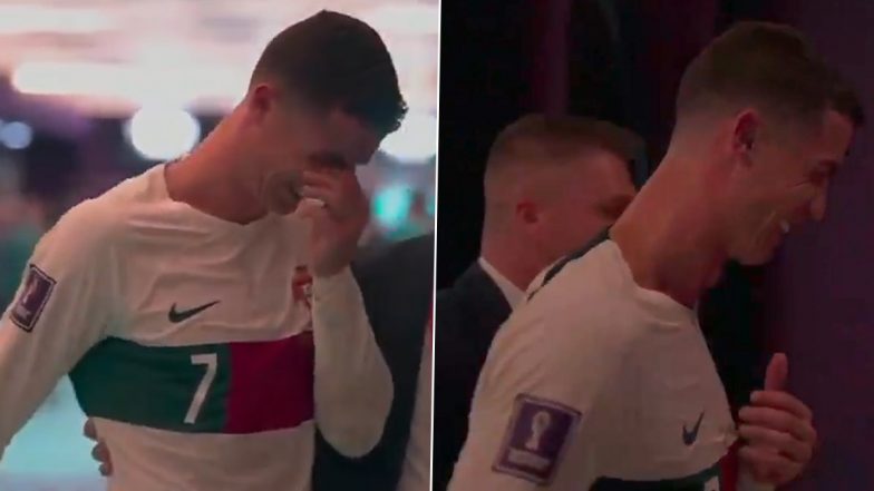 Cristiano Ronaldo in Tears After Portugal Fail to Qualify for FIFA World Cup 2022 Semis, CR7 Seen Crying in Tunnel After Defeat to Morocco (Watch Video)